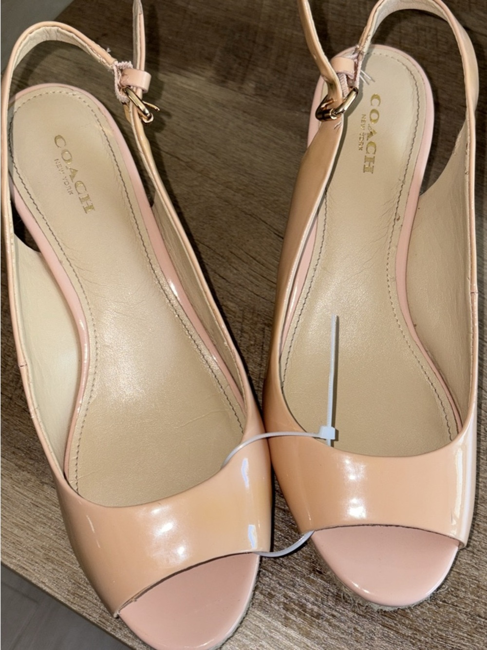 Coach Blush Patent Leather Slingback Peep-Toe Sandals - Picture 1 of 6